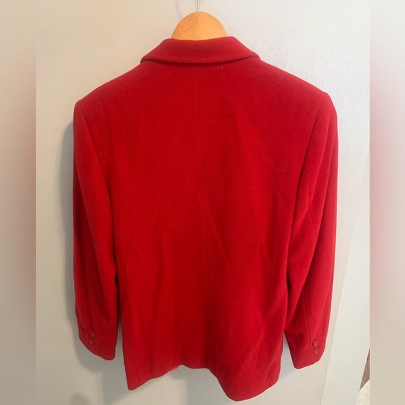 Vintage Pepperino Regular Red Wool/Cashmere Blazer Jacket with Crest, Size 12 - Picture 9 of 10